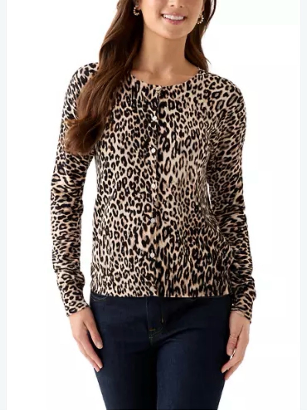 Cashmere Cashmere Leopard Print 100% Cashmere Cozy Luxury Cardigan Sweater Sz S
